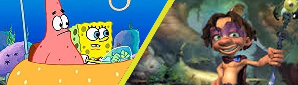 Banner 2 Games in 1 Der SpongeBob Schwammkopf Film Plus Tak 2 Der Stab der Traume