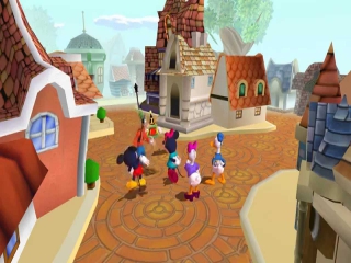 <a href = https://www.mario64.nl/Nintendo64_Mickeys_Speedway_USA.htm target = _blank>Mickey</a>, Donald, Goofy en de anderen lopen gezellig een rondje door de stad voordat hun feestje begint.