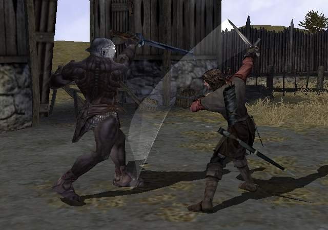 Aragorn in gevecht met een Uruk-Berserker
