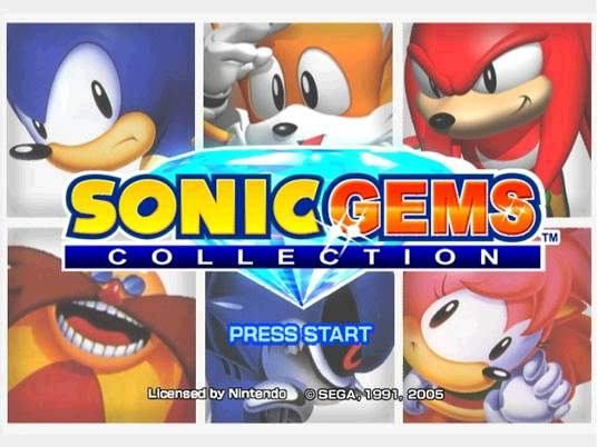 Titelscherm van Sonic Gems Collection